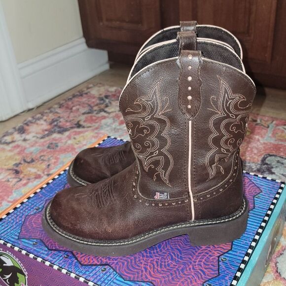 Justin L9995 Ladies Gypsy Boot • Café Brown • Round Toe • Size 7 - Picture 9 of 13